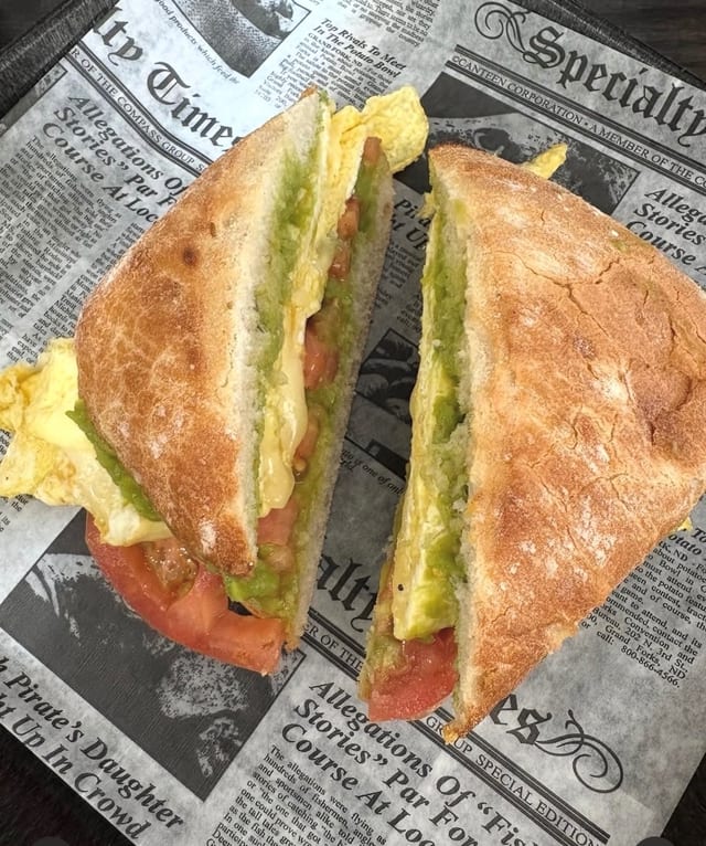 GARDEN CIABATTA SQUARE, EGG, CHEESE, AVOCADO.