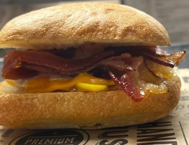 CIABATTA SQUARE EGG, CHEESE, MEAT.