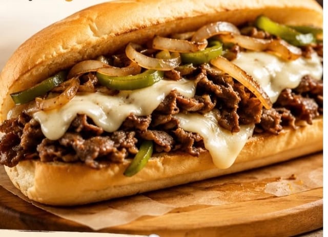 CHEESE STEAK SANDWICH.